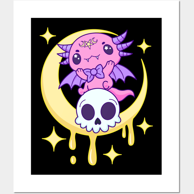 Axolotl Gothic Kawaii Pastel Goth Wall Art by HollyDuck